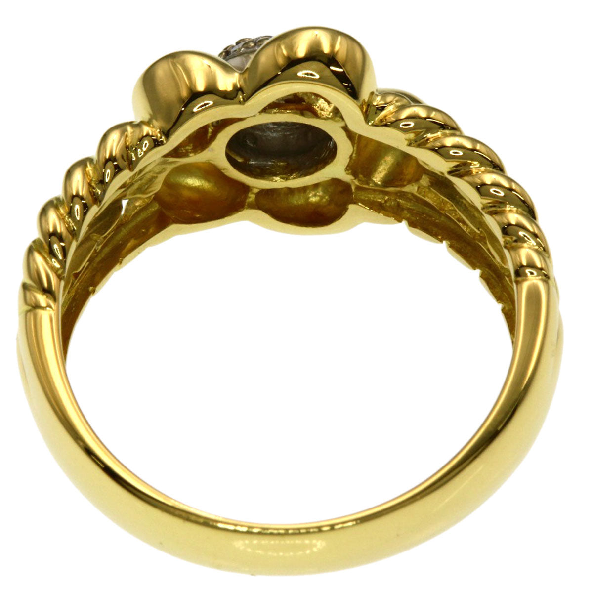 Ponte Vecchio Flower motif Diamond Ring K18 Yellow Gold Ladies [Used]