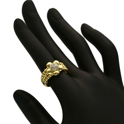Ponte Vecchio Flower motif Diamond Ring K18 Yellow Gold Ladies [Used]