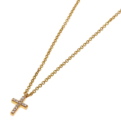 TIFFANY&Co. Metrocross Diamond Necklace K18 Pink Gold Ladies [Used]