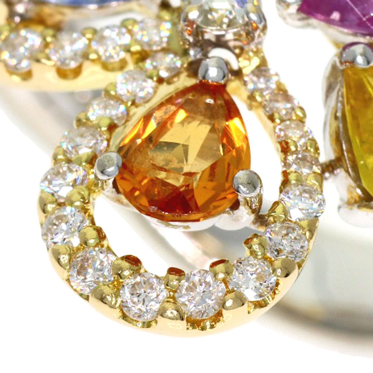Queen Multi-colored stone Diamond Ring K18 White Gold Ladies [Used]