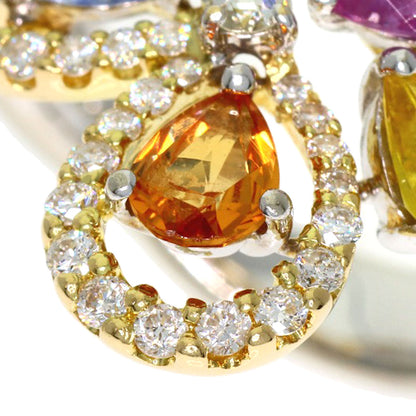 Queen Multi-colored stone Diamond Ring K18 White Gold Ladies [Used]