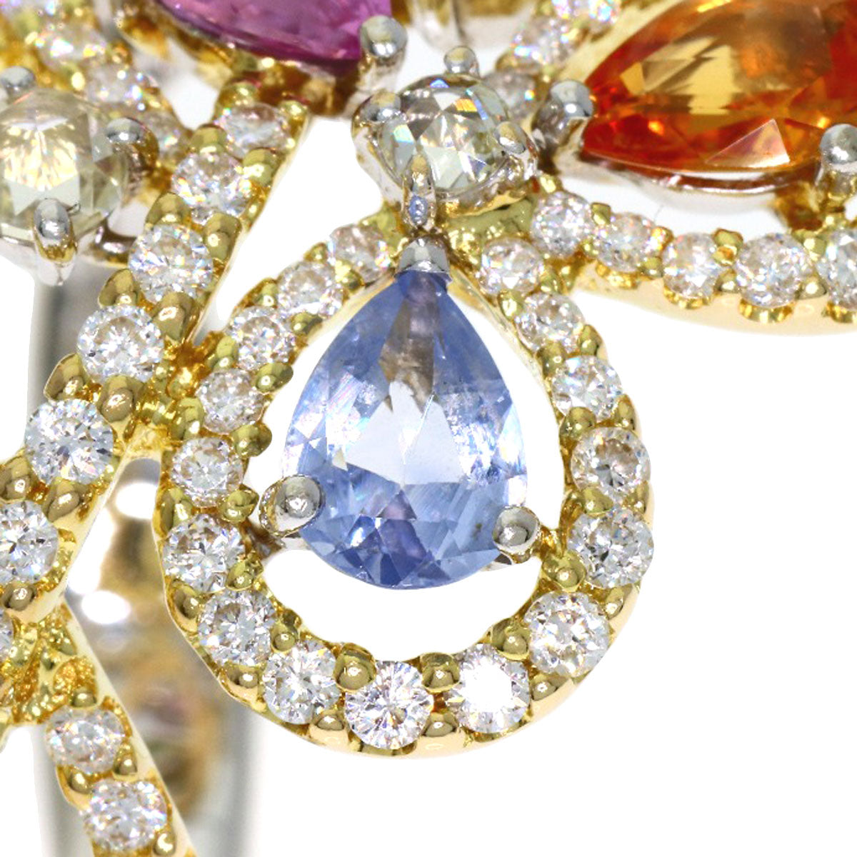 Queen Multi-colored stone Diamond Ring K18 White Gold Ladies [Used]