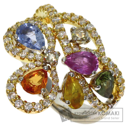Queen Multi-colored stone Diamond Ring K18 White Gold Ladies [Used]