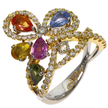 Queen Multi-colored stone Diamond Ring K18 White Gold Ladies [Used]