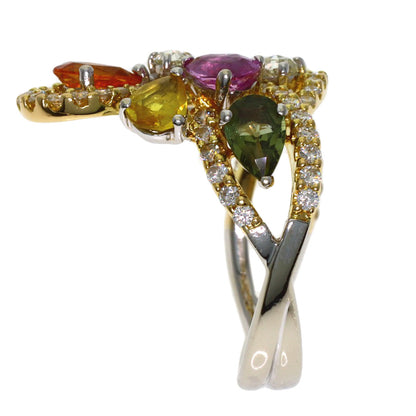 Queen Multi-colored stone Diamond Ring K18 White Gold Ladies [Used]