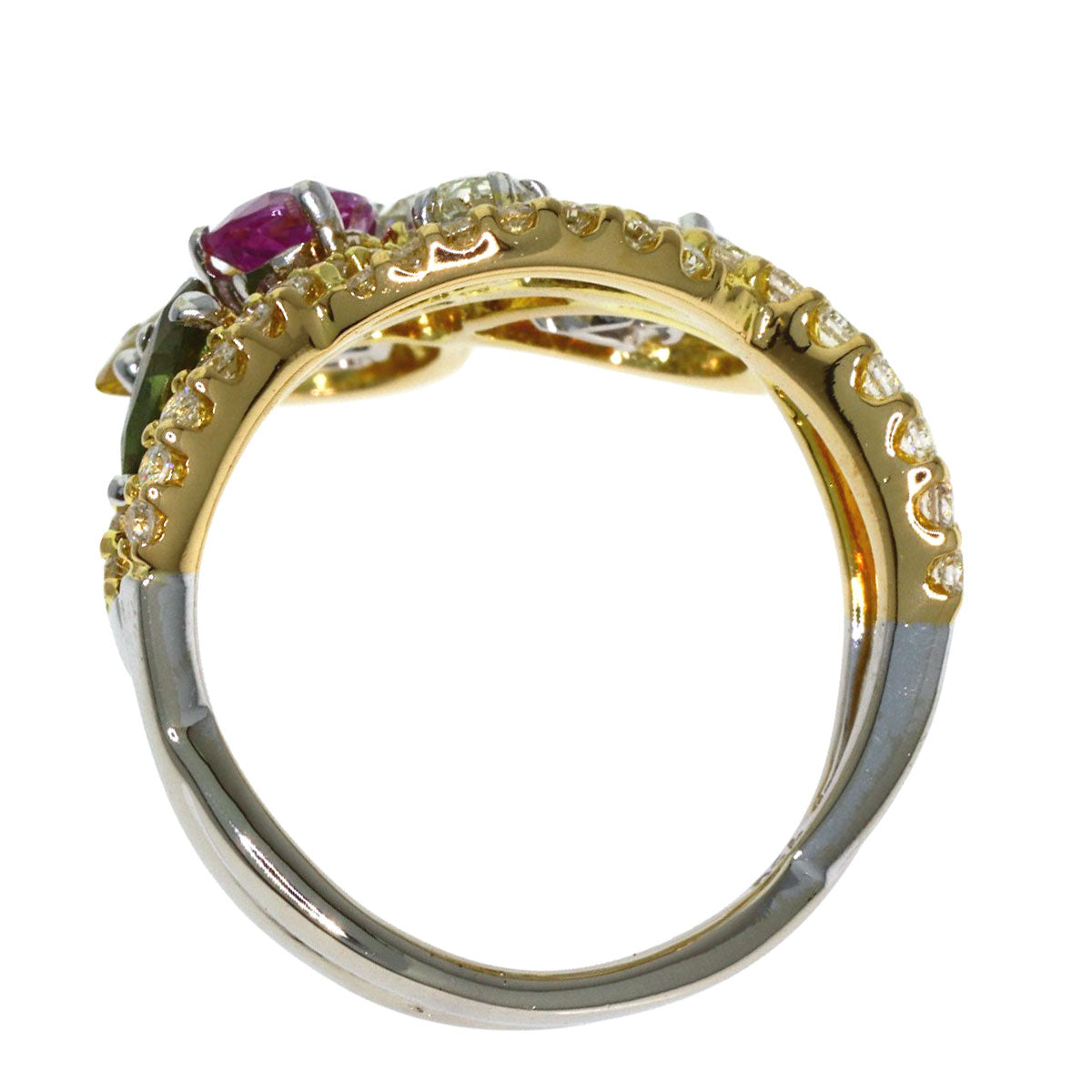 Queen Multi-colored stone Diamond Ring K18 White Gold Ladies [Used]