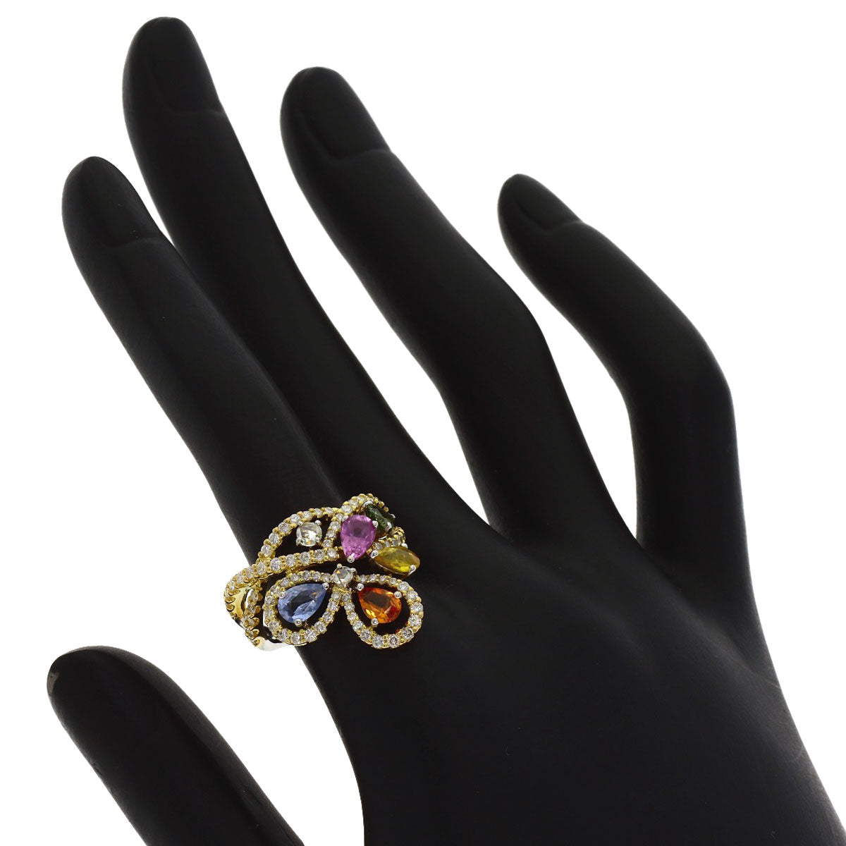 Queen Multi-colored stone Diamond Ring K18 White Gold Ladies [Used]