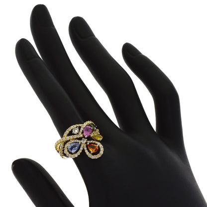 Queen Multi-colored stone Diamond Ring K18 White Gold Ladies [Used]