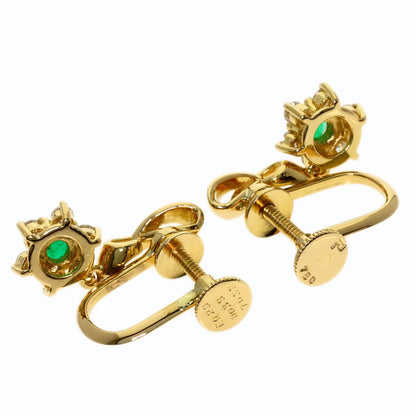 POLA Emerald Diamond Earring K18 Yellow Gold Ladies [Used]