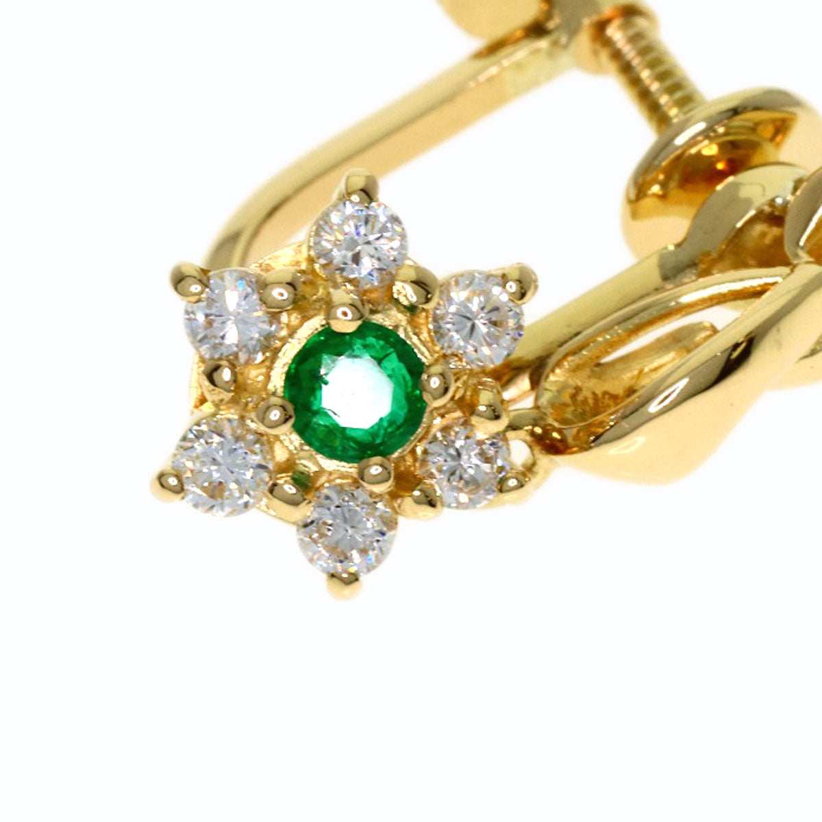 POLA Emerald Diamond Earring K18 Yellow Gold Ladies [Used]