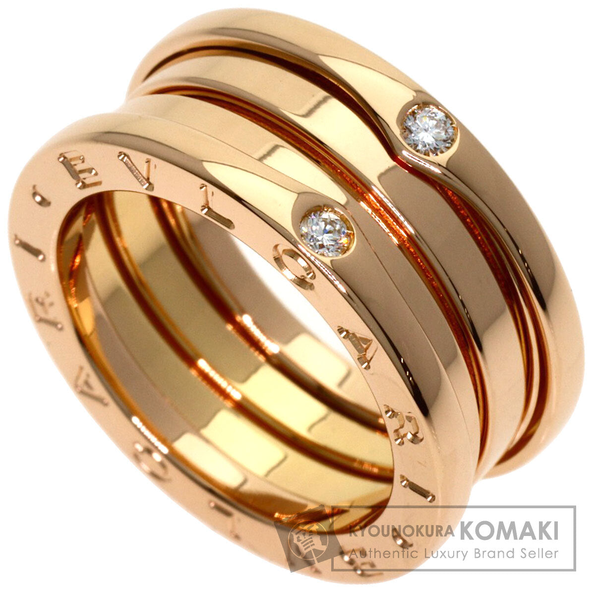 BVLGARI B.zero1 3-band 4P Diamond #50 Ring K18 Pink Gold Ladies [Used]