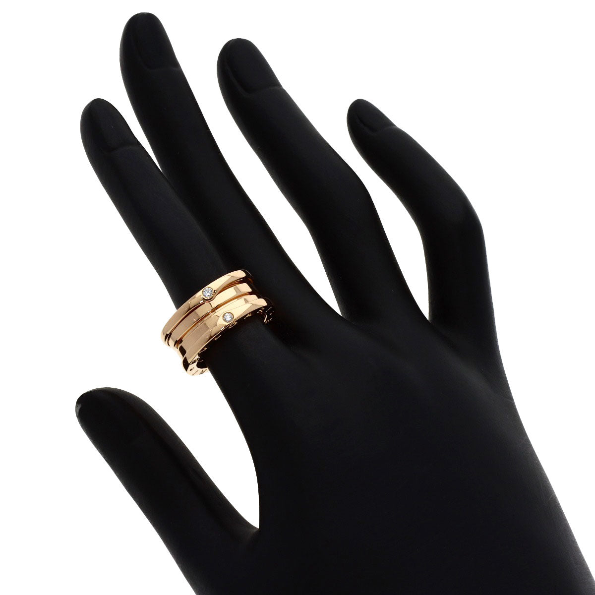 BVLGARI B.zero1 3-band 4P Diamond #50 Ring K18 Pink Gold Ladies [Used]
