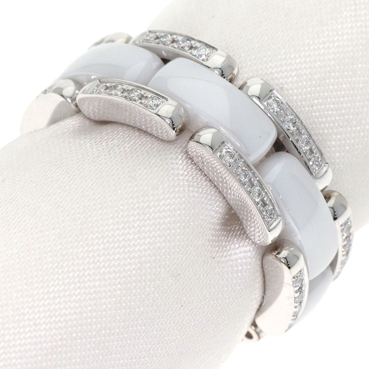 CHANEL Ultra Diamond White Ceramic #53 Ring K18 White Gold CeramicLadies [Used]
