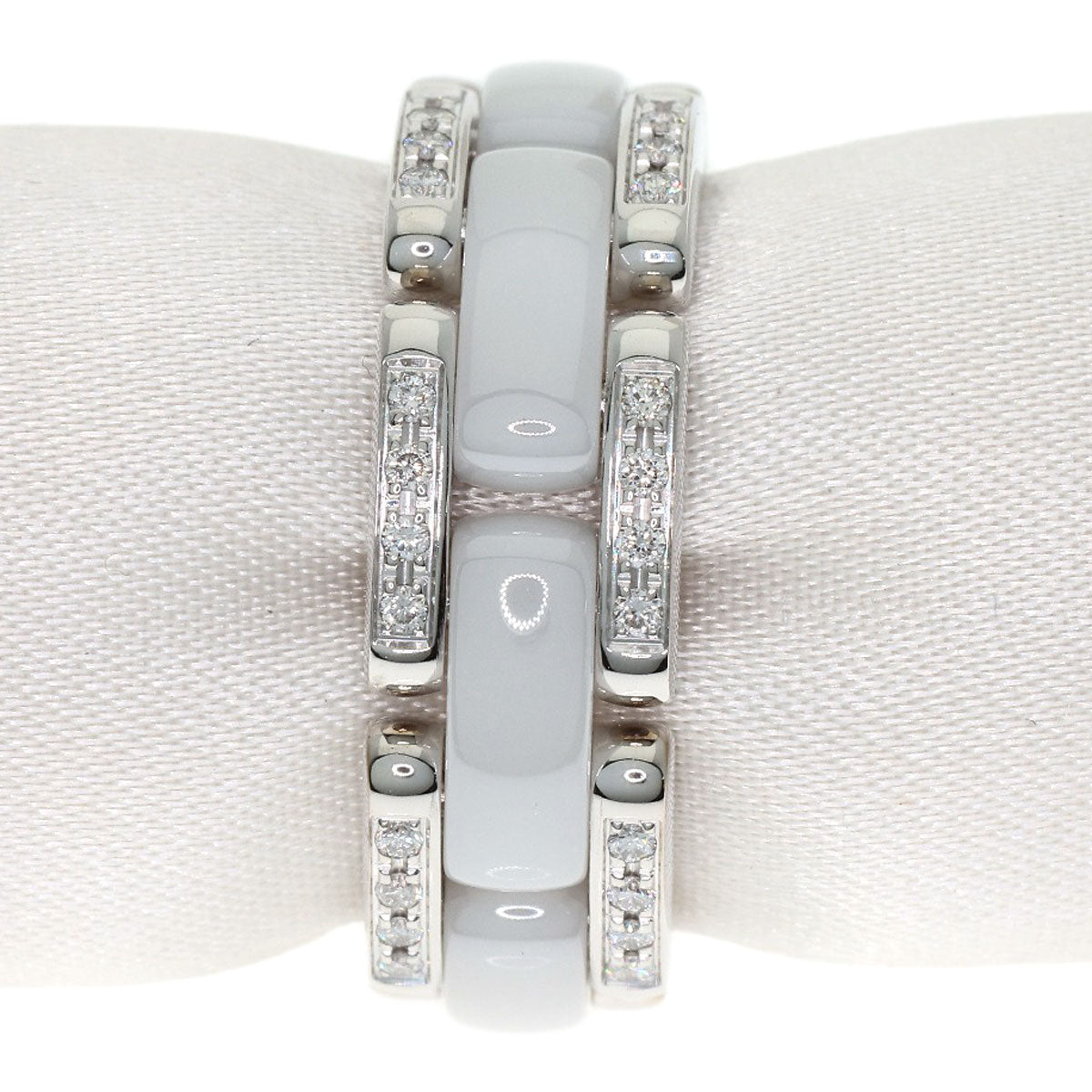 CHANEL Ultra Diamond White Ceramic #53 Ring K18 White Gold CeramicLadies [Used]