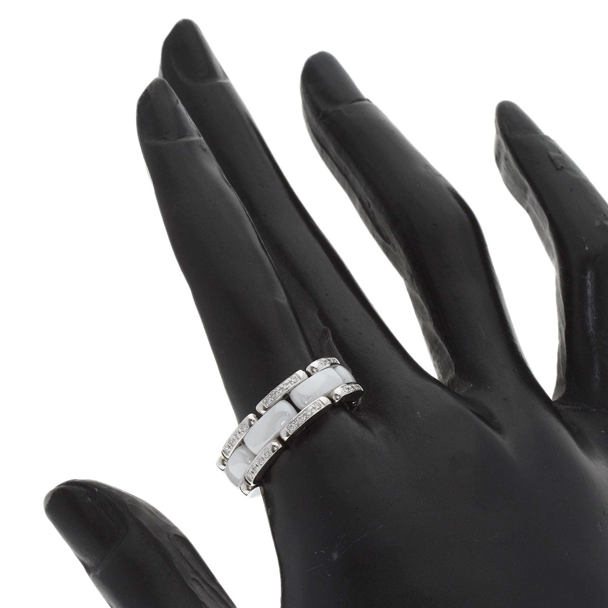 CHANEL Ultra Diamond White Ceramic #53 Ring K18 White Gold CeramicLadies [Used]