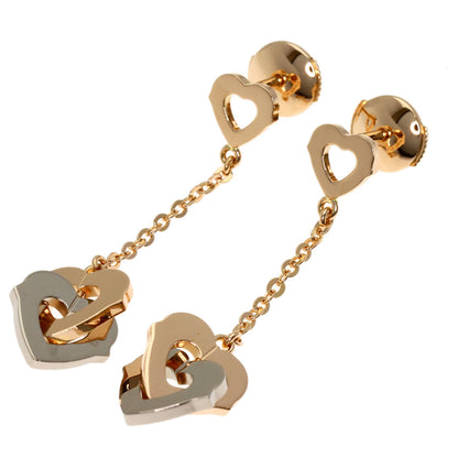 CARTIER Double heart earring K18 Pink Gold Ladies [Used]