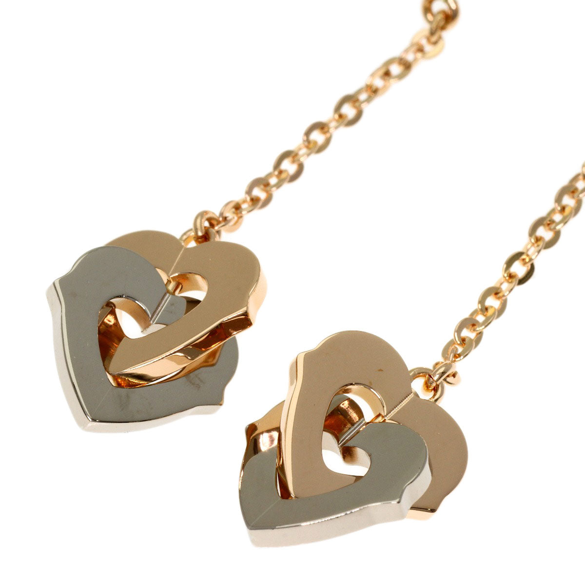 CARTIER Double heart earring K18 Pink Gold Ladies [Used]