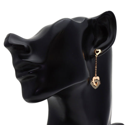 CARTIER Double heart earring K18 Pink Gold Ladies [Used]