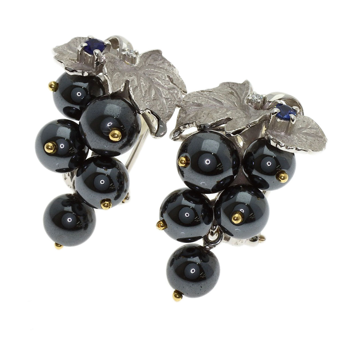 NOBUKO ISHIKAWA as Time Hematite Sapphire Diamond earring Platinum PT900 18KLadies [Used]