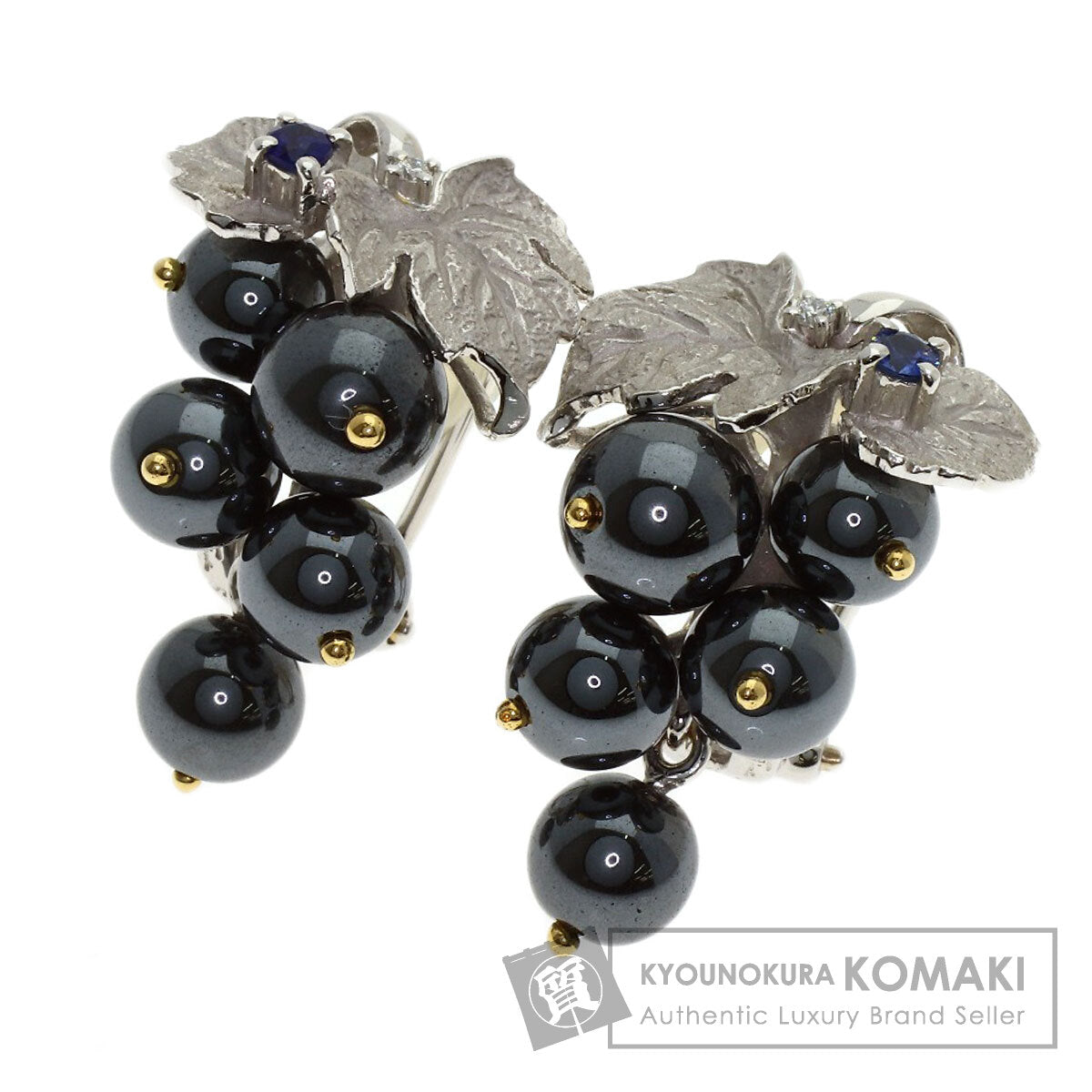NOBUKO ISHIKAWA as Time Hematite Sapphire Diamond earring Platinum PT900 18KLadies [Used]