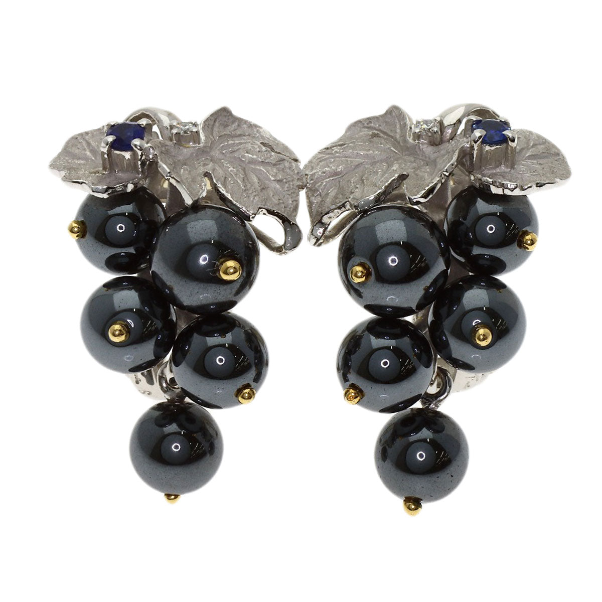 NOBUKO ISHIKAWA as Time Hematite Sapphire Diamond earring Platinum PT900 18KLadies [Used]