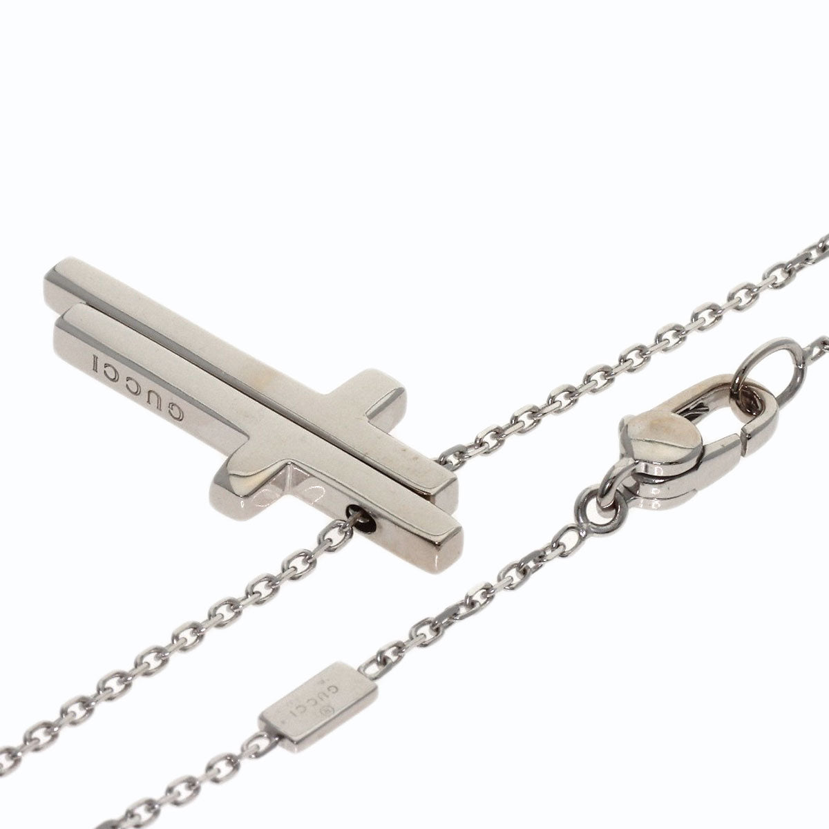 GUCCI Separate cloth Necklace K18 White Gold Ladies [Used]