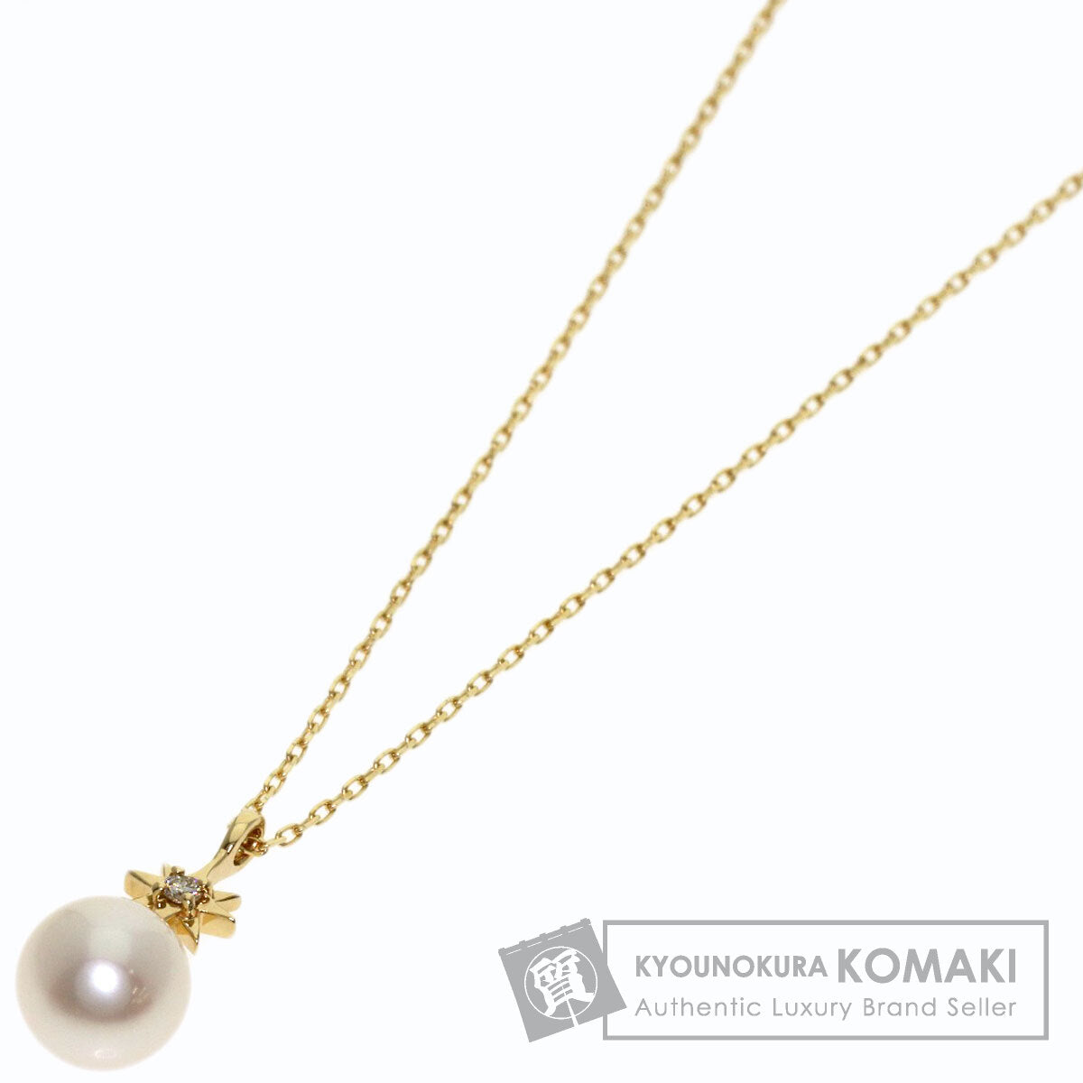 Ponte Vecchio Pearl Pearl Diamond Necklace K10 Yellow Gold Ladies [Used]
