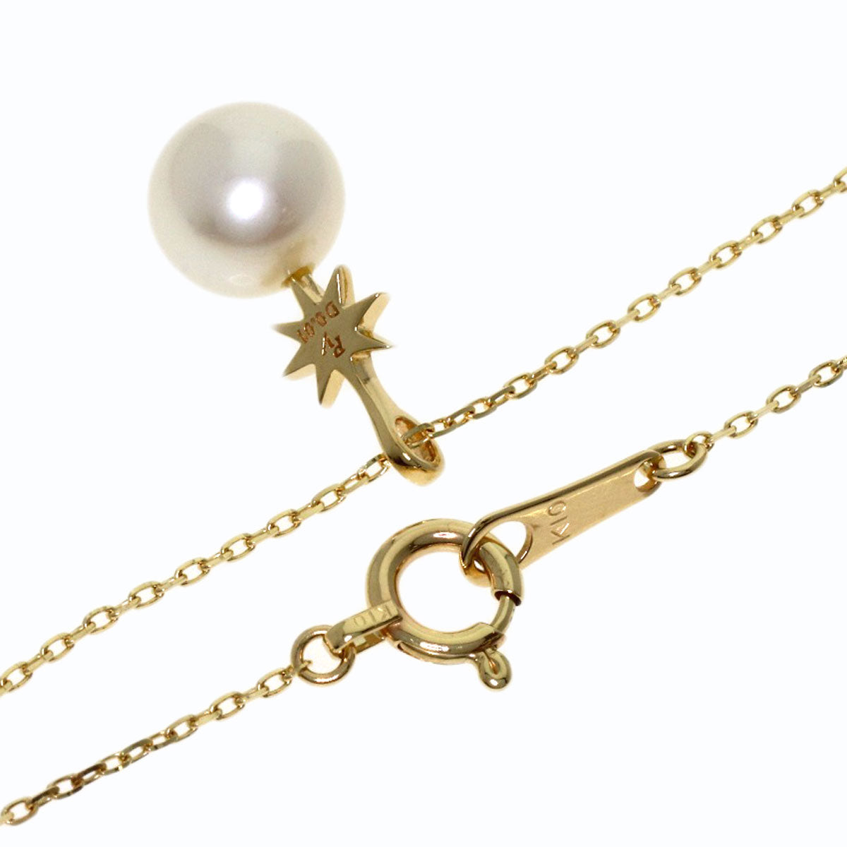 Ponte Vecchio Pearl Pearl Diamond Necklace K10 Yellow Gold Ladies [Used]