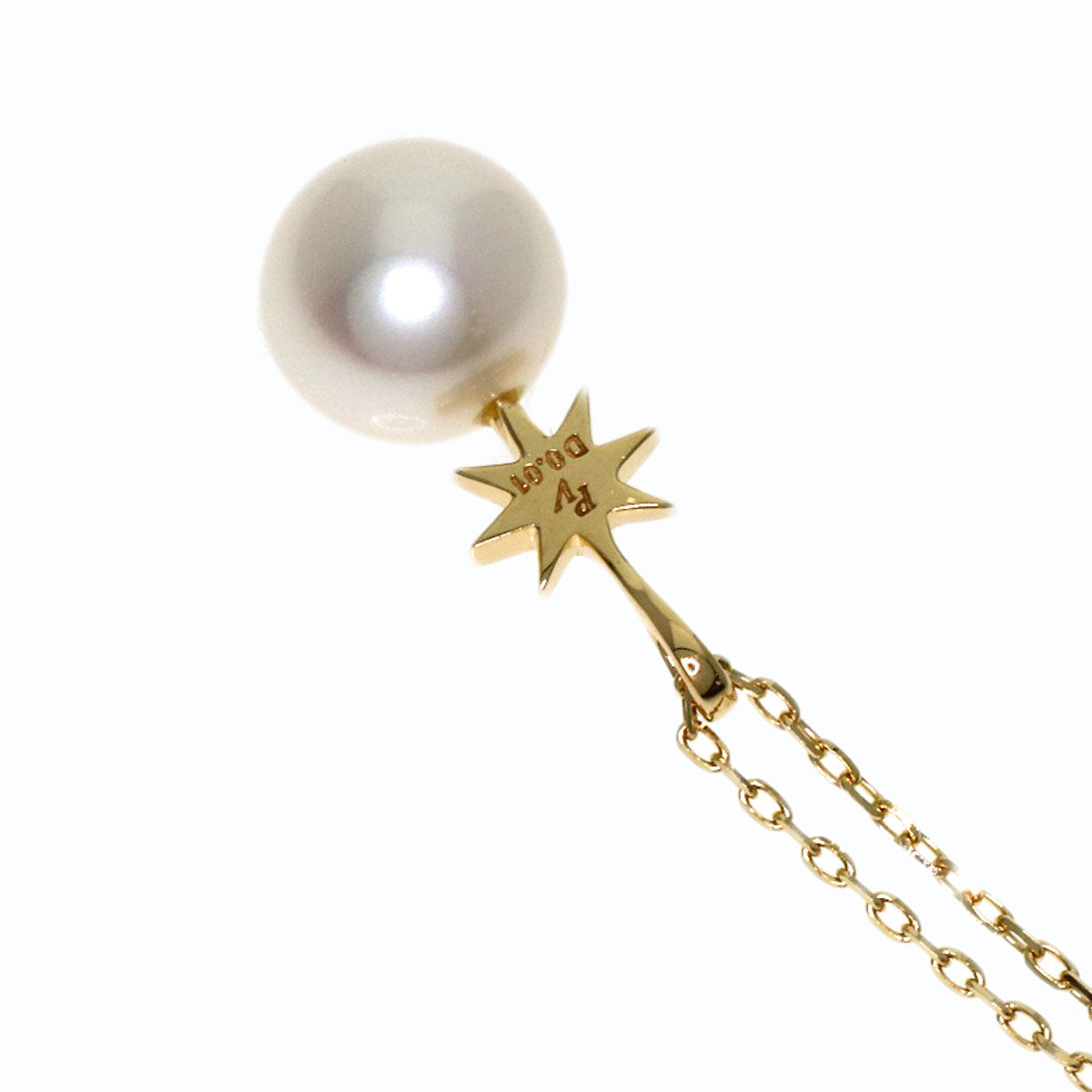 Ponte Vecchio Pearl Pearl Diamond Necklace K10 Yellow Gold Ladies [Used]