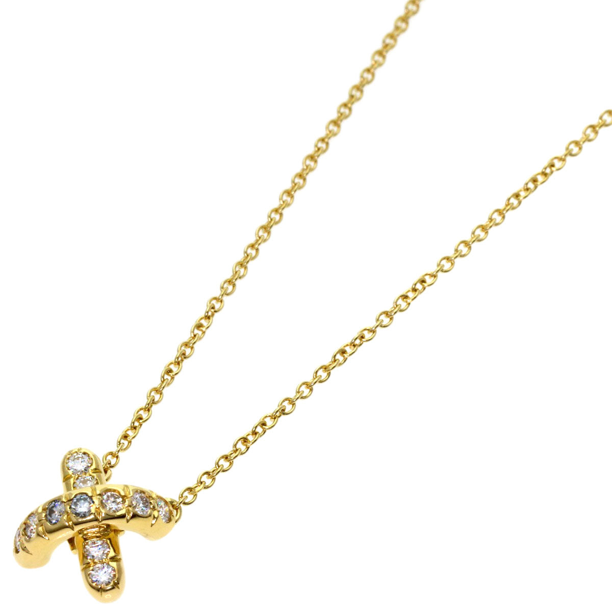 TIFFANY&Co. Signature Cross Diamond Necklace K18 Yellow Gold Ladies [Used]