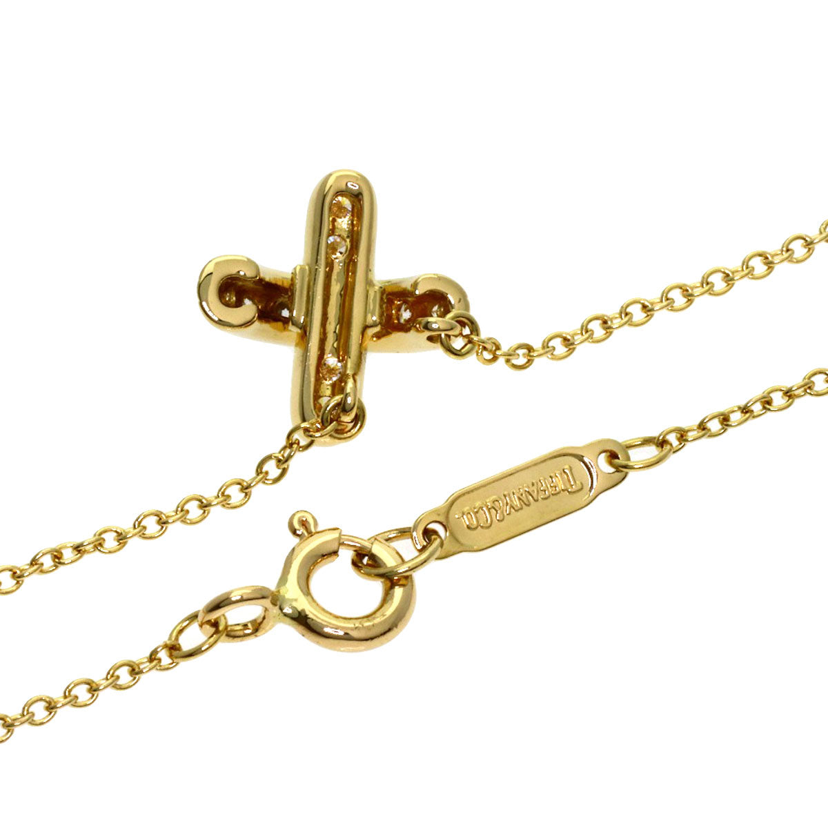 TIFFANY&Co. Signature Cross Diamond Necklace K18 Yellow Gold Ladies [Used]