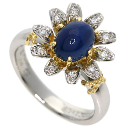NOBUKO ISHIKAWA Cabochon Sapphire Diamond #52 Ring Platinum PT900 18K Yellow GoldLadies [Used]
