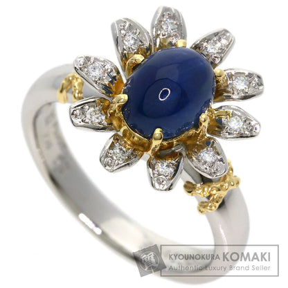 NOBUKO ISHIKAWA Cabochon Sapphire Diamond #52 Ring Platinum PT900 18K Yellow GoldLadies [Used]