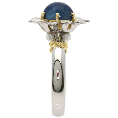 NOBUKO ISHIKAWA Cabochon Sapphire Diamond #52 Ring Platinum PT900 18K Yellow GoldLadies [Used]