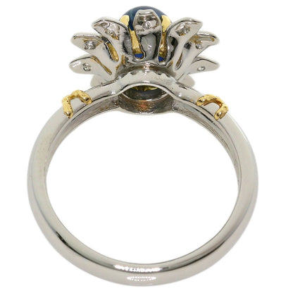 NOBUKO ISHIKAWA Cabochon Sapphire Diamond #52 Ring Platinum PT900 18K Yellow GoldLadies [Used]