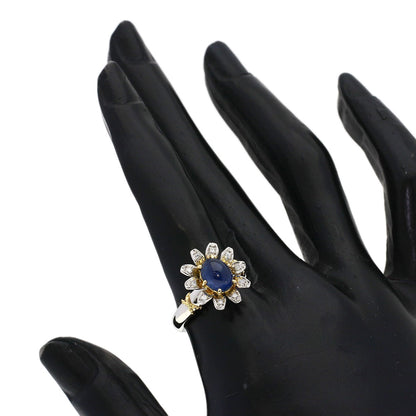 NOBUKO ISHIKAWA Cabochon Sapphire Diamond #52 Ring Platinum PT900 18K Yellow GoldLadies [Used]