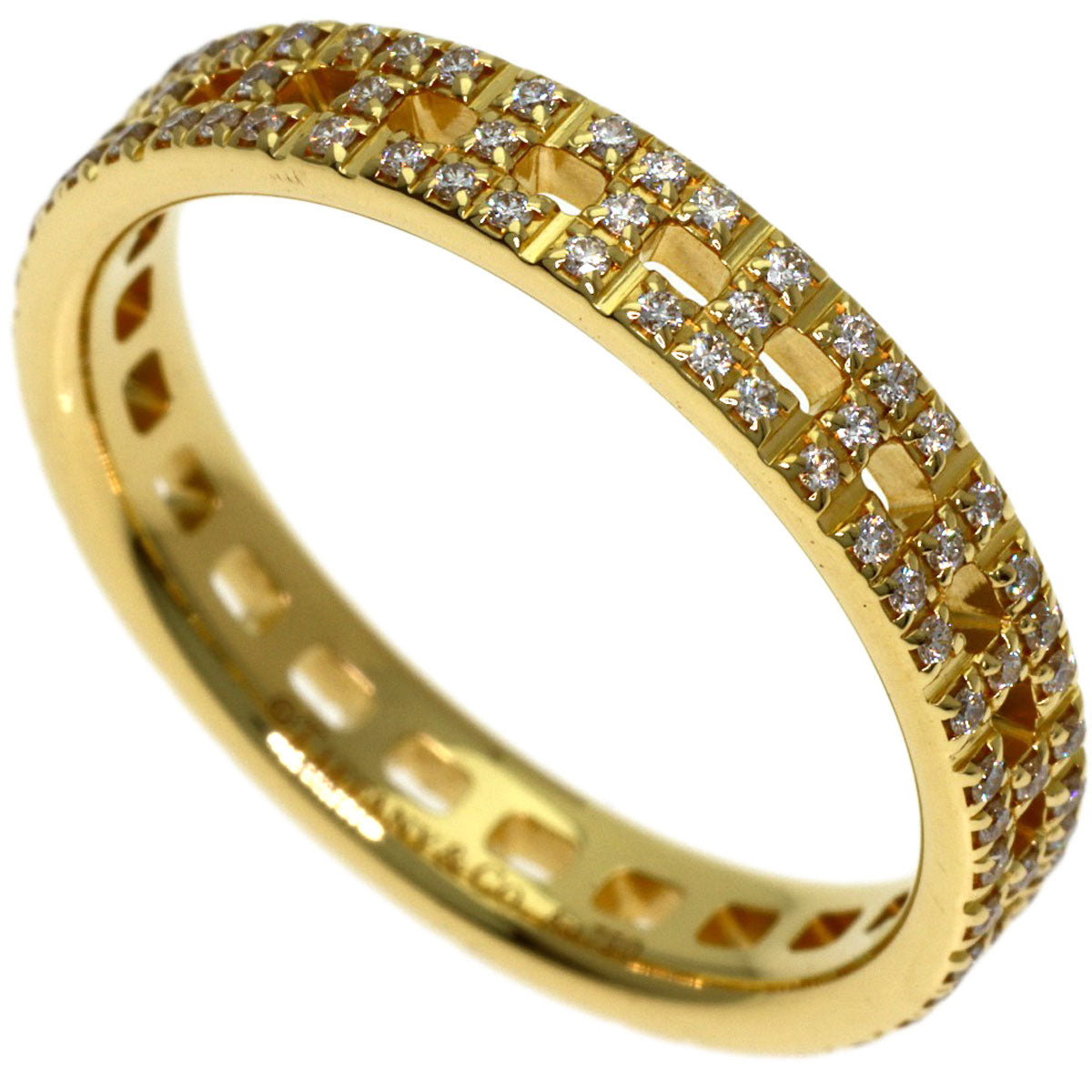 TIFFANY&Co. T True Narrow Pave Diamond Ring K18 Yellow Gold Ladies [Used]