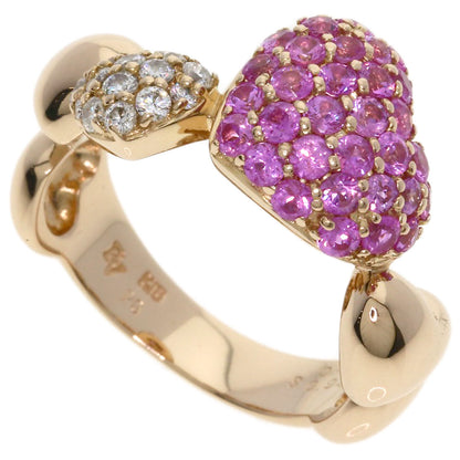 Ponte Vecchio Heart Pink Sapphire Diamond Ring K18 Pink Gold Ladies [Used]