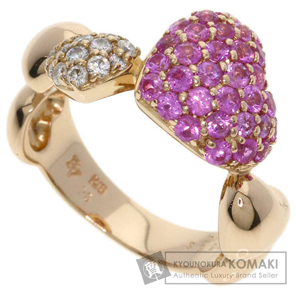 Ponte Vecchio Heart Pink Sapphire Diamond Ring K18 Pink Gold Ladies [Used]