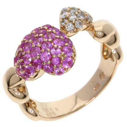 Ponte Vecchio Heart Pink Sapphire Diamond Ring K18 Pink Gold Ladies [Used]