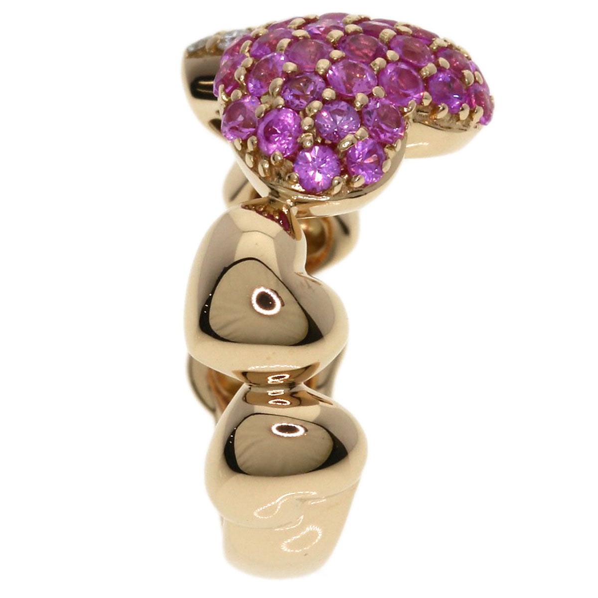 Ponte Vecchio Heart Pink Sapphire Diamond Ring K18 Pink Gold Ladies [Used]