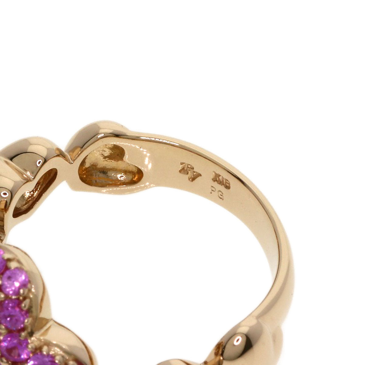 Ponte Vecchio Heart Pink Sapphire Diamond Ring K18 Pink Gold Ladies [Used]