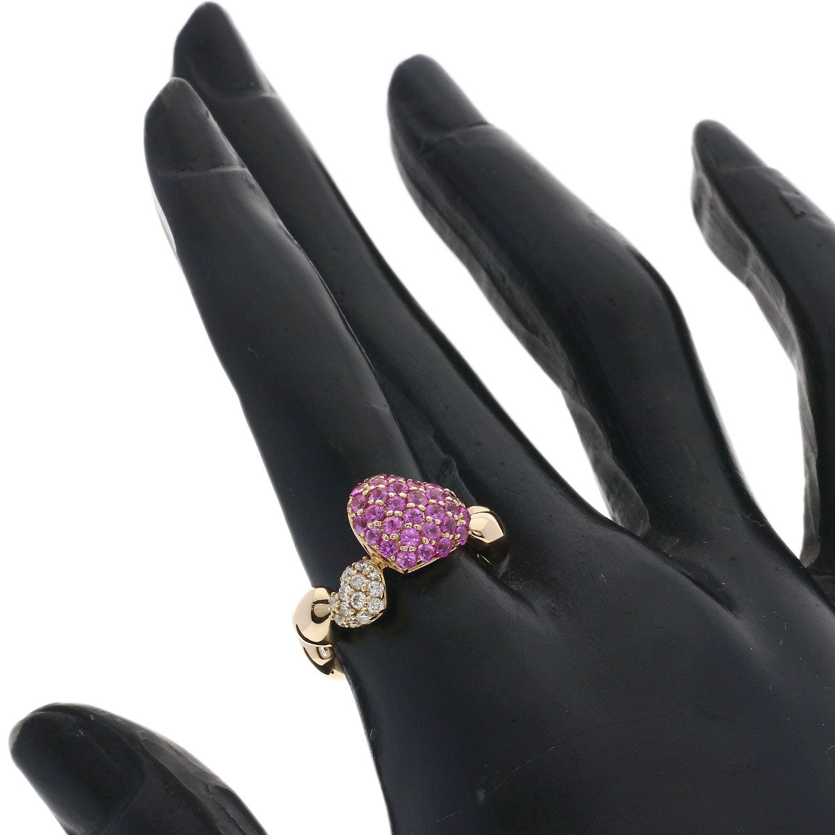 Ponte Vecchio Heart Pink Sapphire Diamond Ring K18 Pink Gold Ladies [Used]