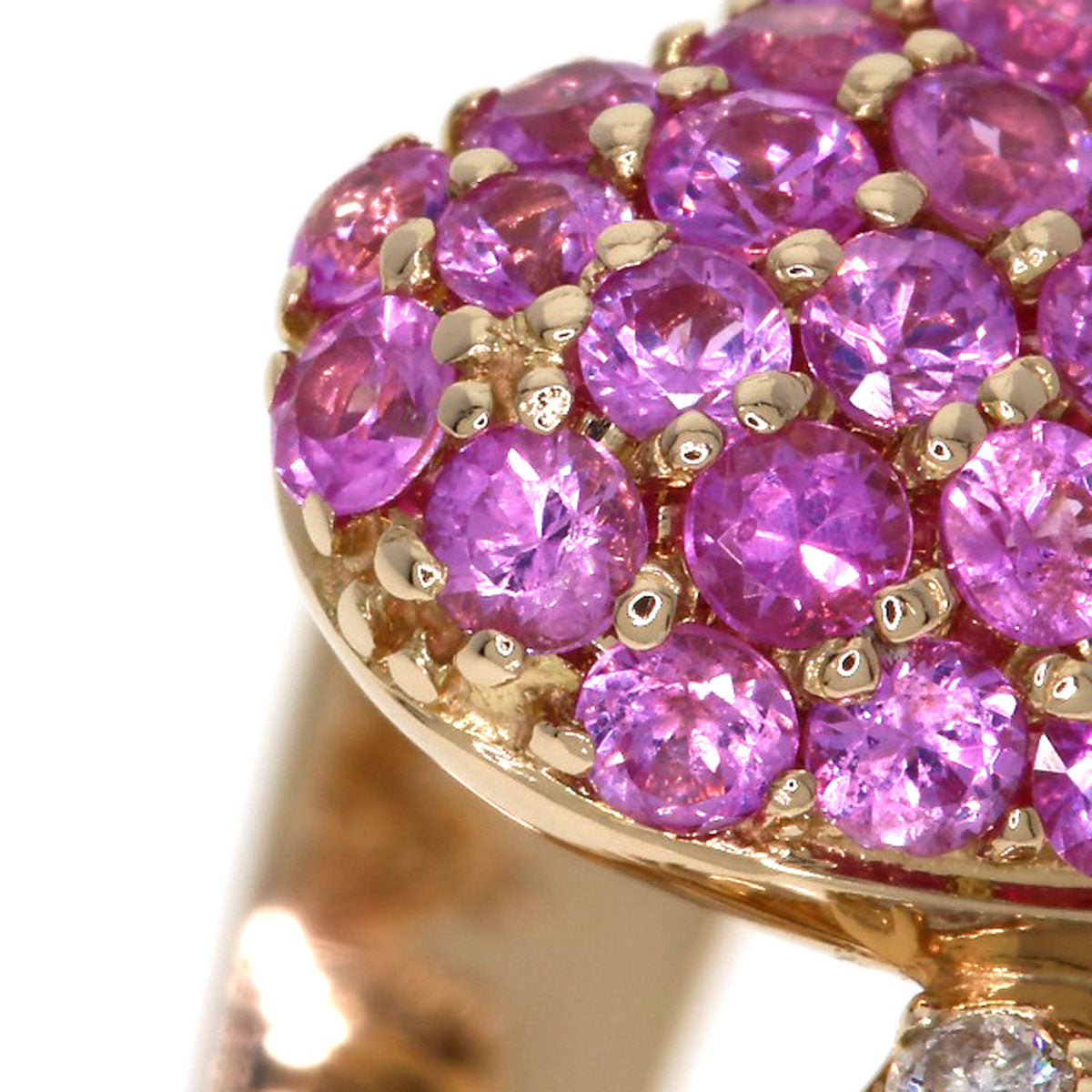 Ponte Vecchio Heart Pink Sapphire Diamond Ring K18 Pink Gold Ladies [Used]