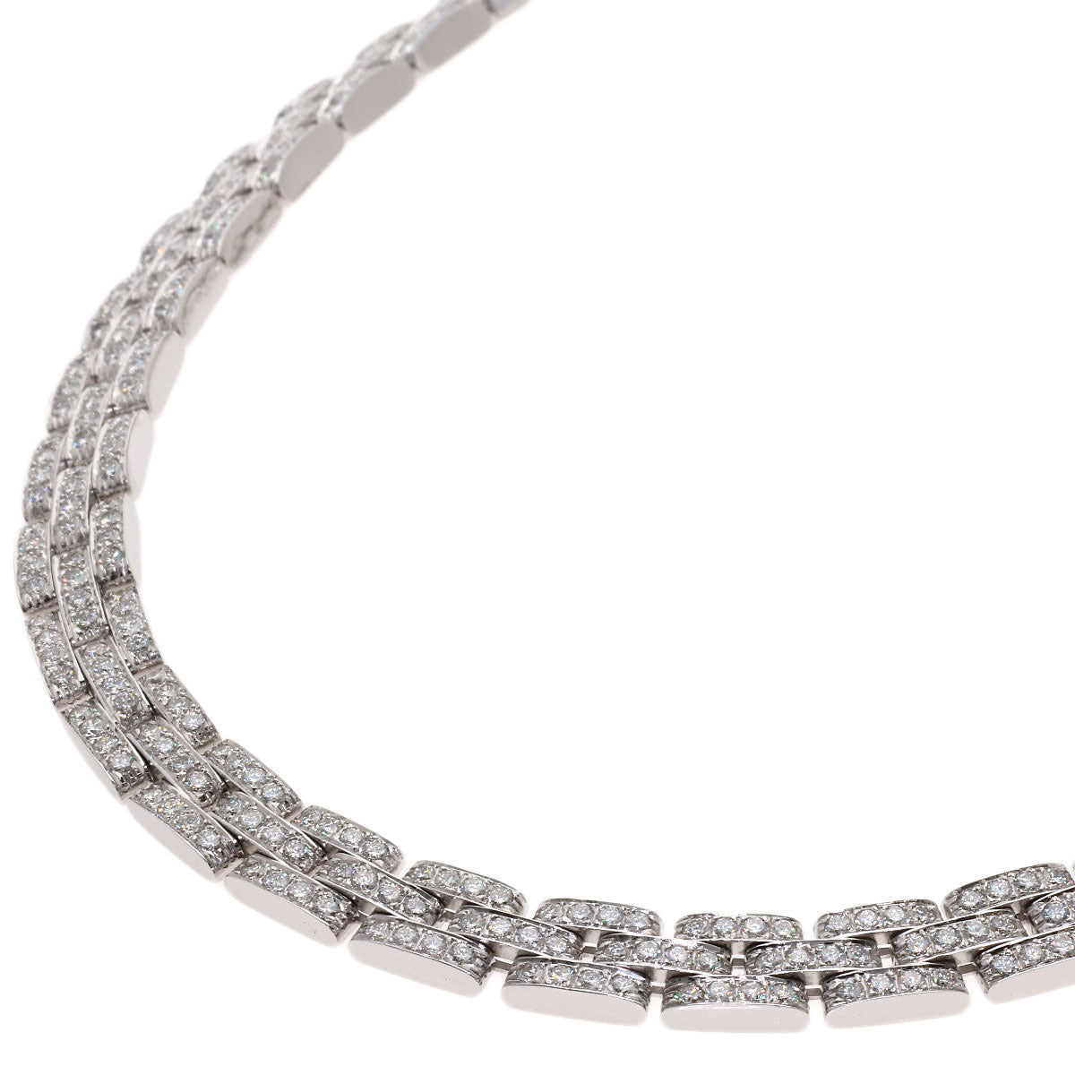 CARTIER Maillon Panthere Full Diamond Necklace K18 White Gold Ladies [Used]