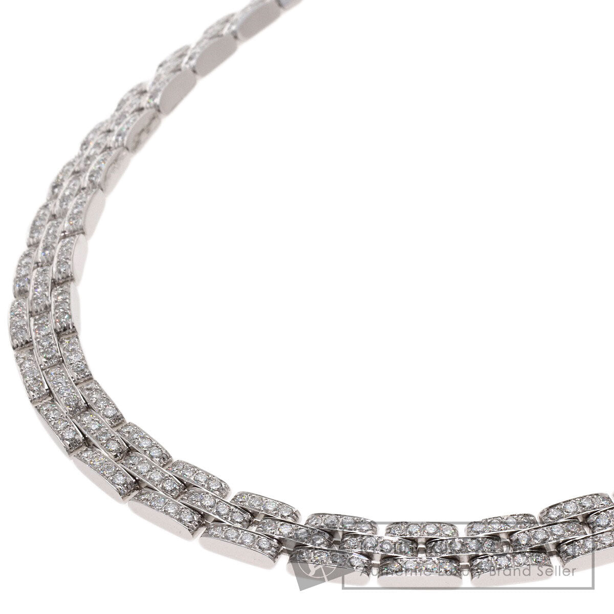 CARTIER Maillon Panthere Full Diamond Necklace K18 White Gold Ladies [Used]