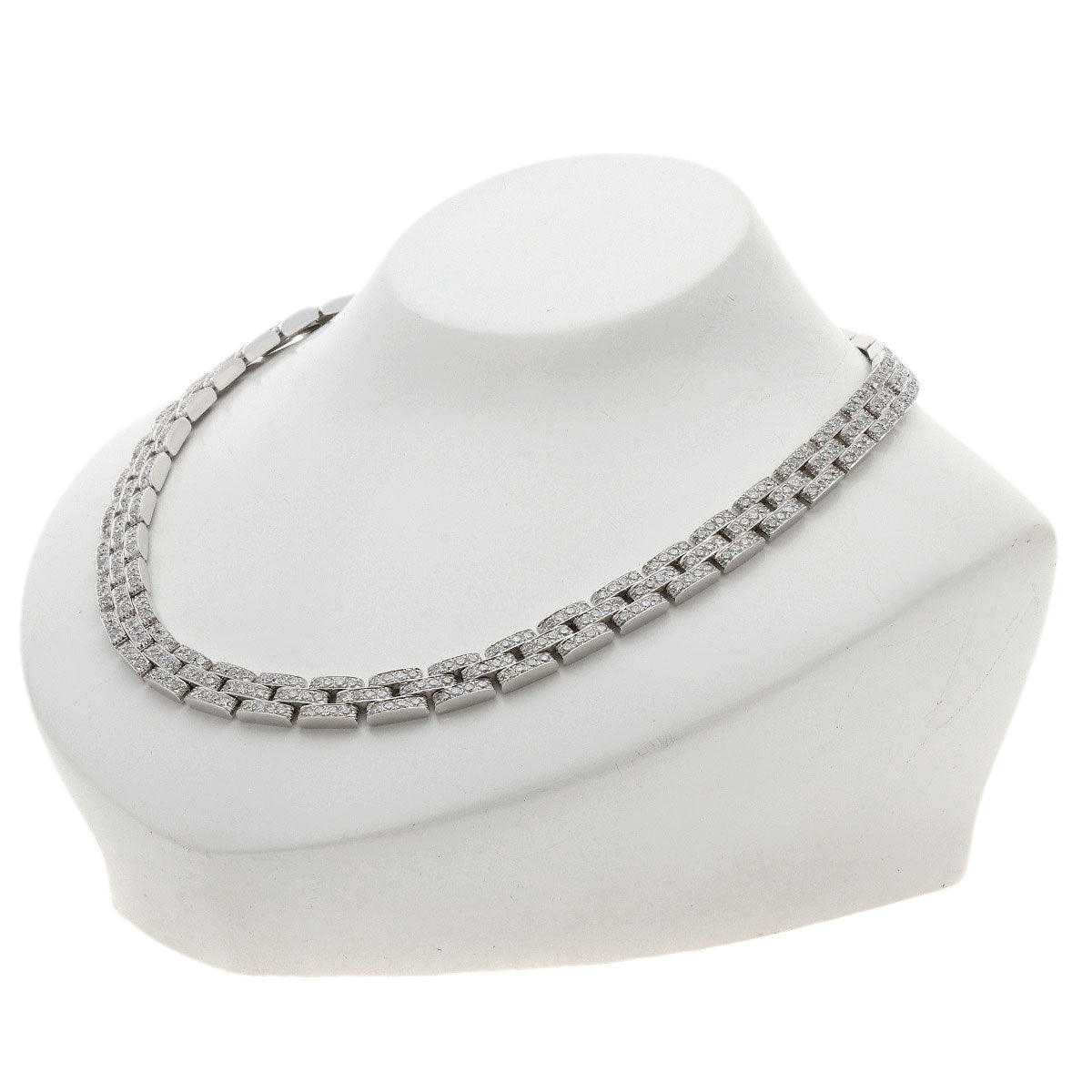 CARTIER Maillon Panthere Full Diamond Necklace K18 White Gold Ladies [Used]