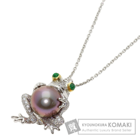 TIFFANY&Co. Frog motif Pearl Pearl Diamond Emerald Necklace Platinum PT950 18K Yellow GoldLadies [Used]