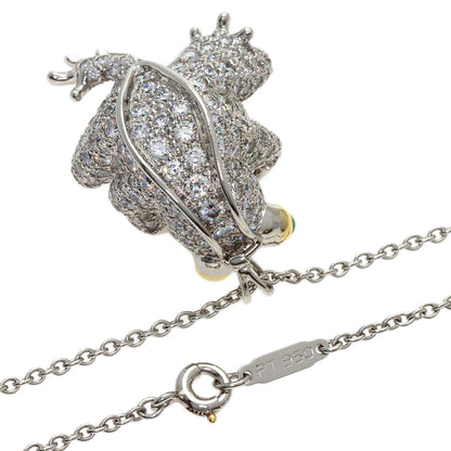 TIFFANY&Co. Frog motif Pearl Pearl Diamond Emerald Necklace Platinum PT950 18K Yellow GoldLadies [Used]
