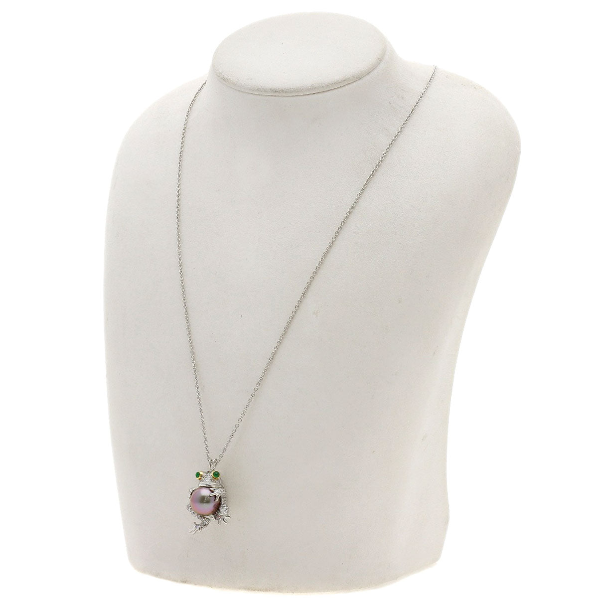 TIFFANY&Co. Frog motif Pearl Pearl Diamond Emerald Necklace Platinum PT950 18K Yellow GoldLadies [Used]